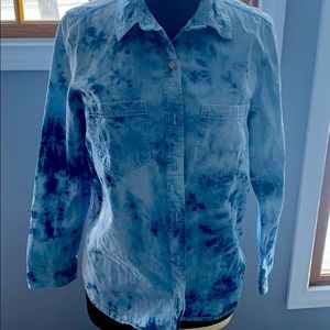 Joe Fresh Tie Dyed Blue Jean Shirt S L